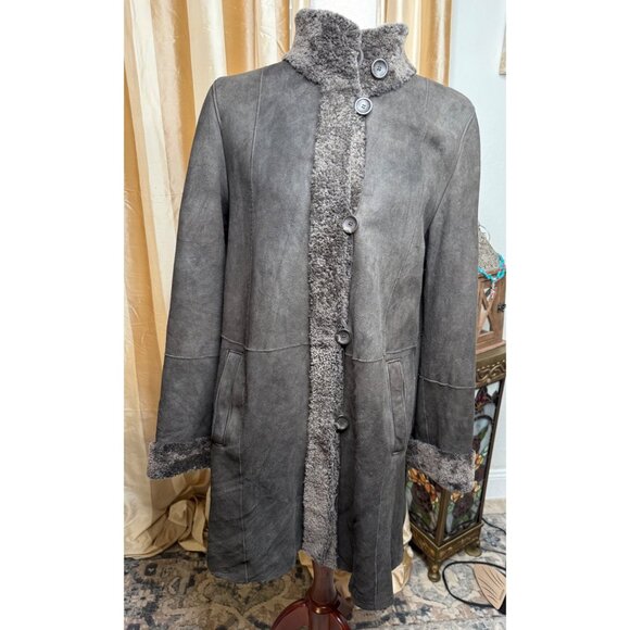 VTG Distressed R&L Rosenberg Lamb Merino Shearling Coat M Penny Lane Hippie germ - Picture 1 of 16